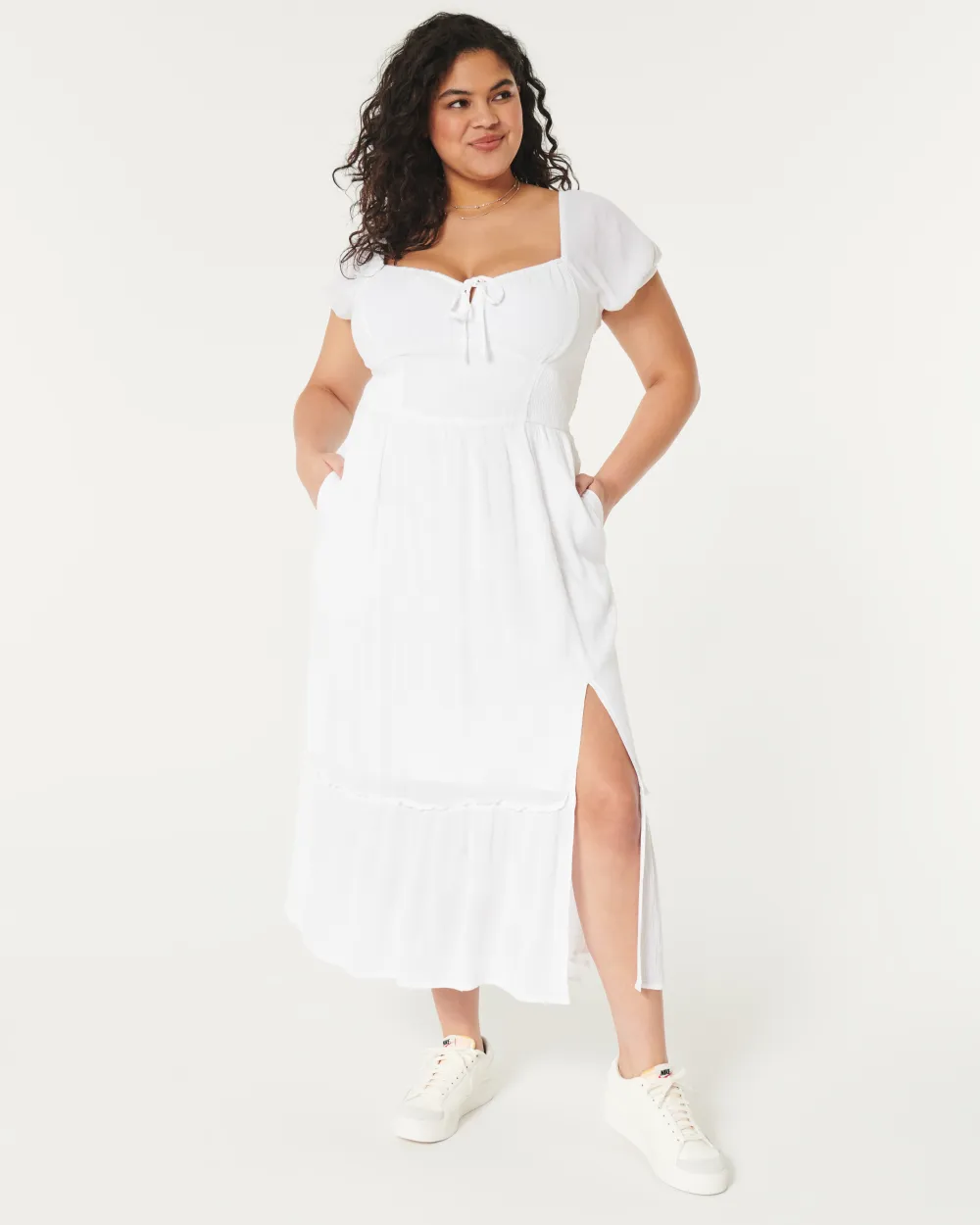 Hollister Sofia Side-Smocked Midi Dress