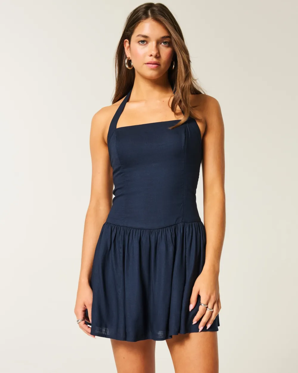 Drop-Waist Halter Mini Dress