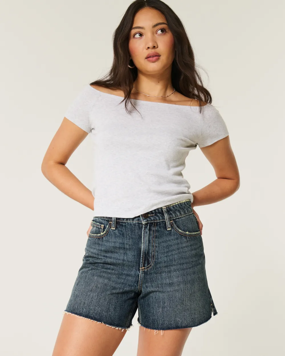 Curvy High-Rise Light Wash Relaxed Denim Shorts 5