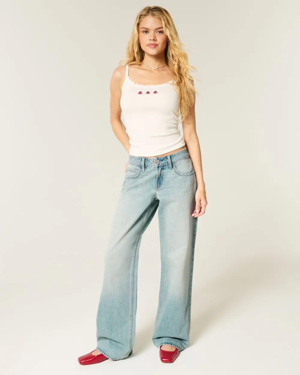 Low-Rise Dark Wash Baggy Jeans