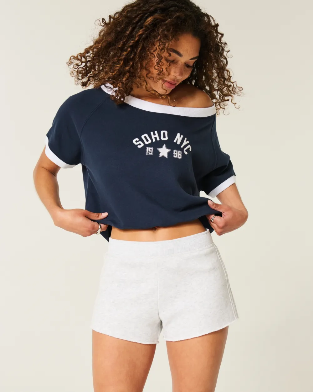 Side Stripe Fleece Mini Shorts