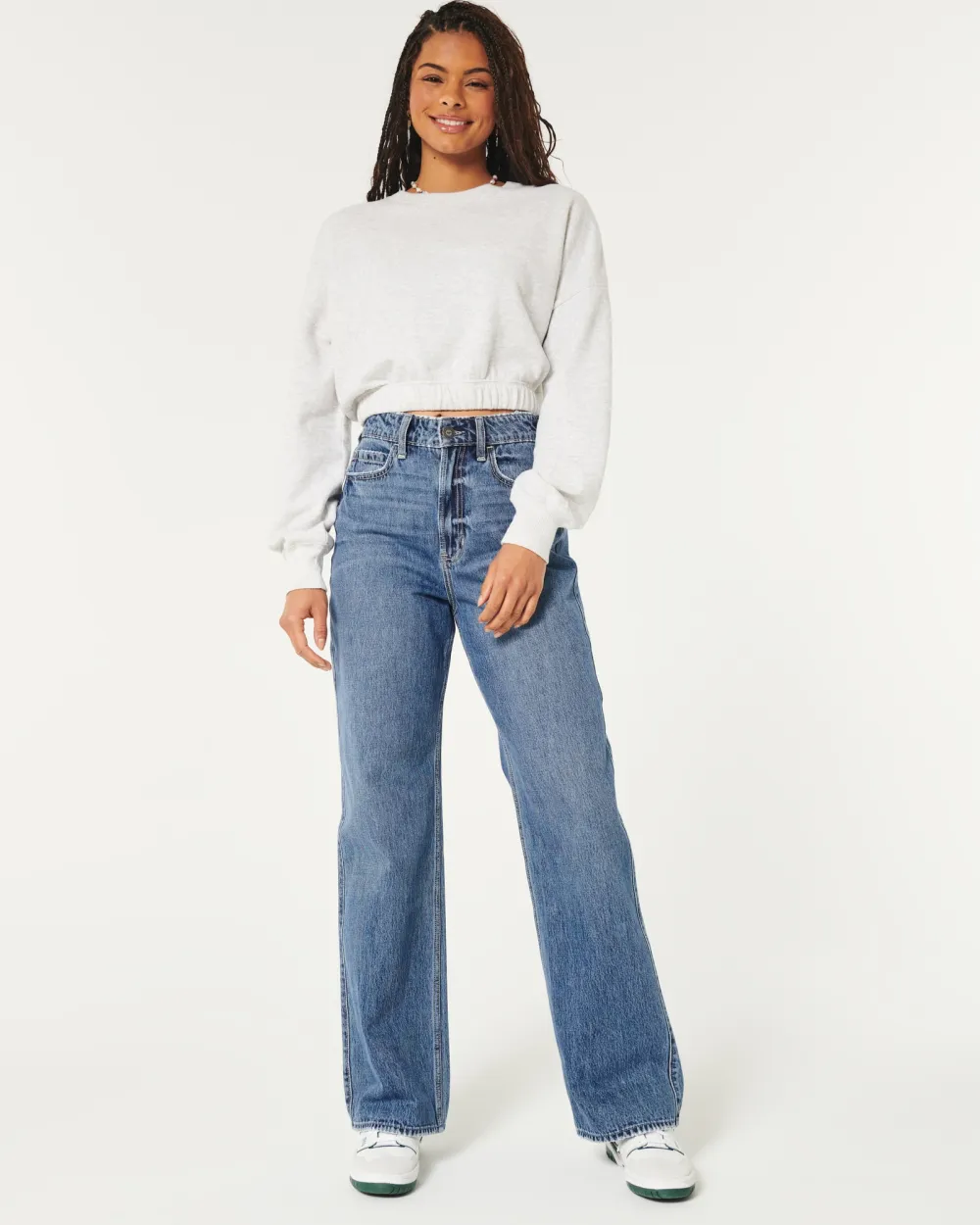 Ultra High-Rise Lightweight Light Wash Striped Baggy Jeans