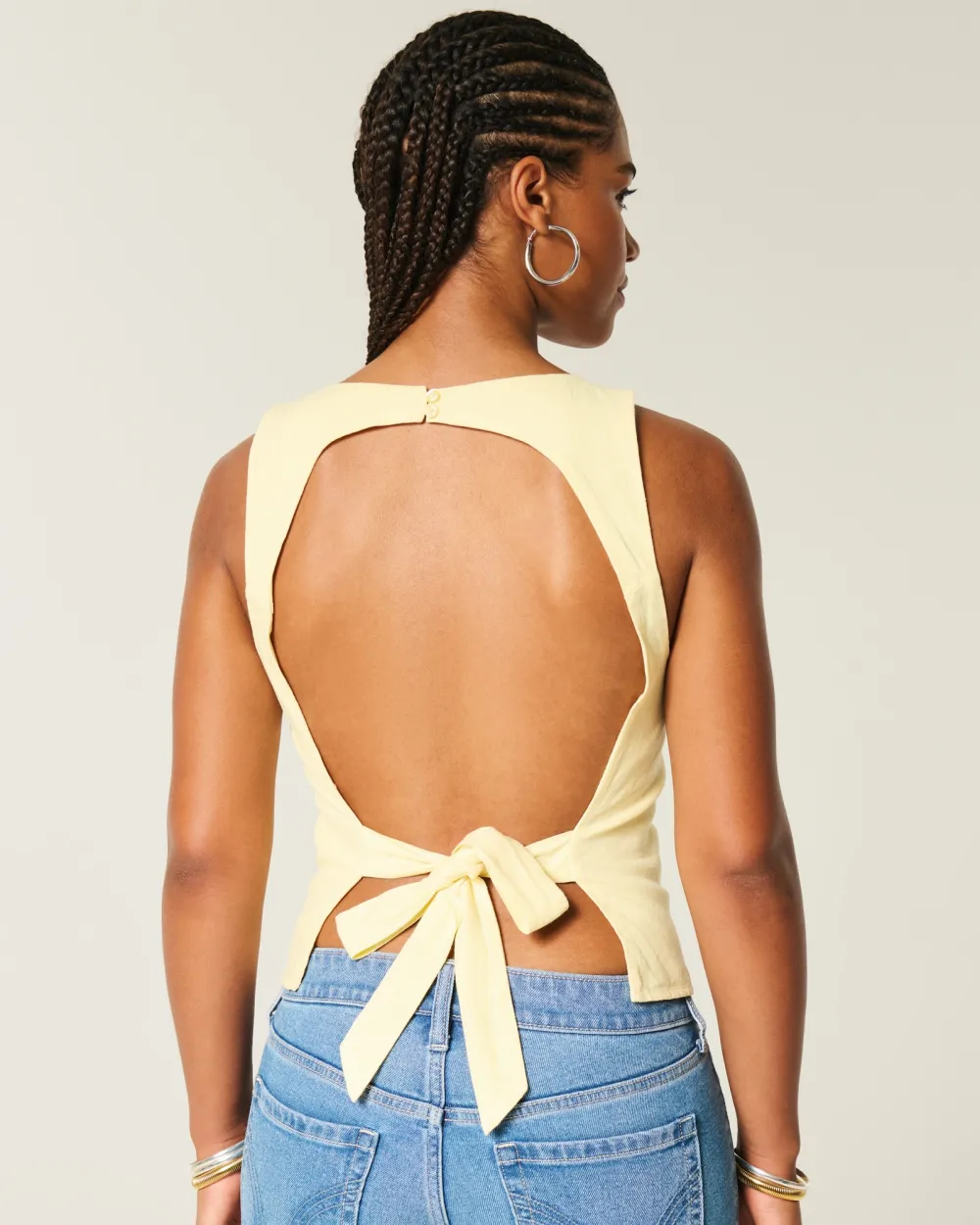 Denim Open-Back Top