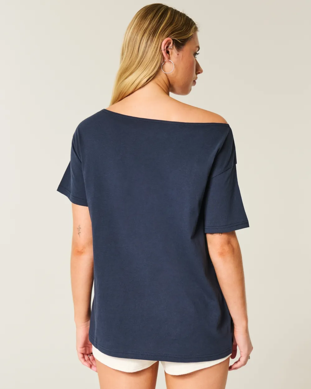 Oversized Off-the-Shoulder Strawberry Graphic Tee