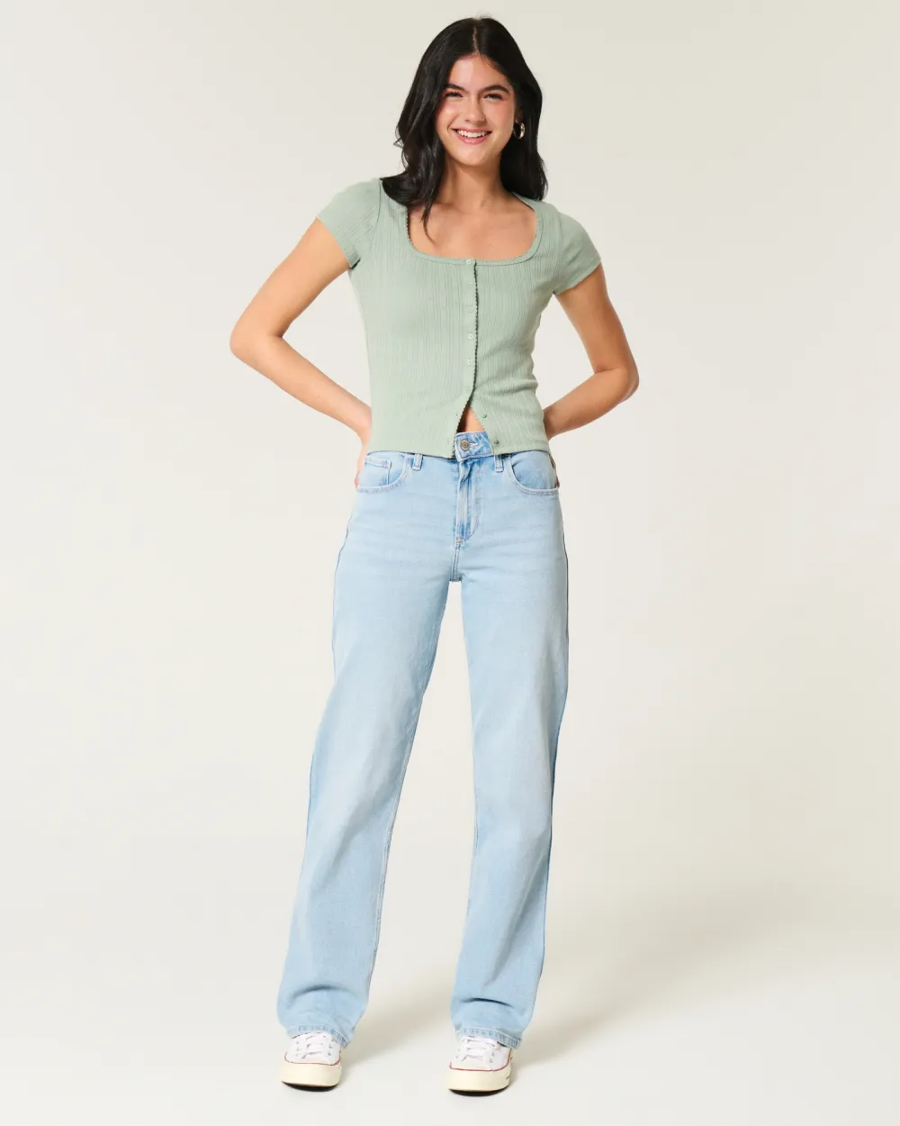 High-Rise Dark Wash Dad Jeans