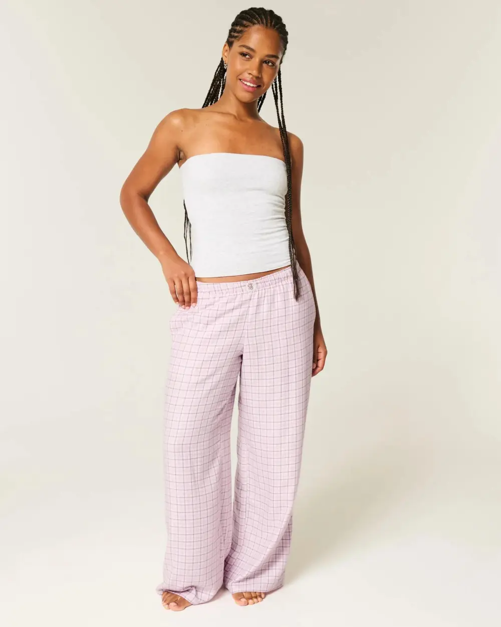 Number Graphic Baggy Flannel Pants