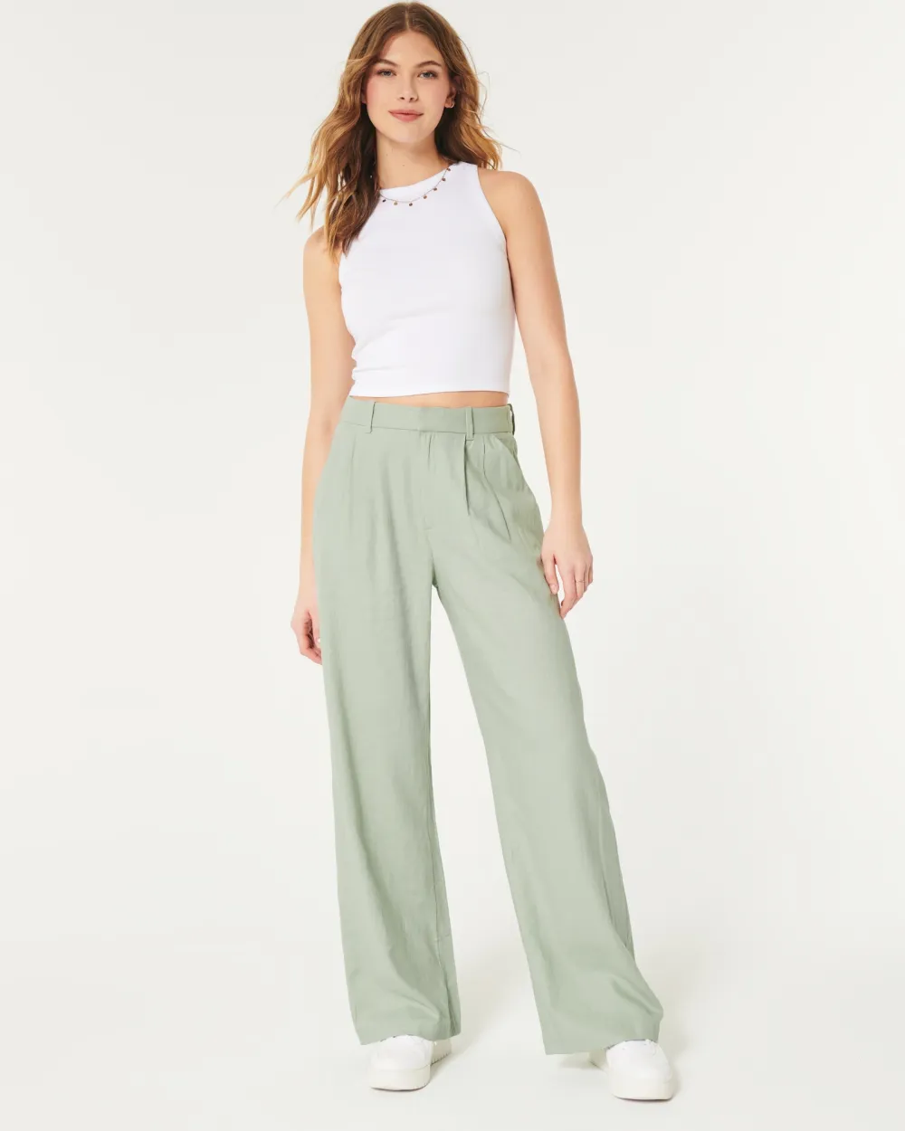 Hollister Livvy Ultra High-Rise Wide-Leg Linen Blend Pants