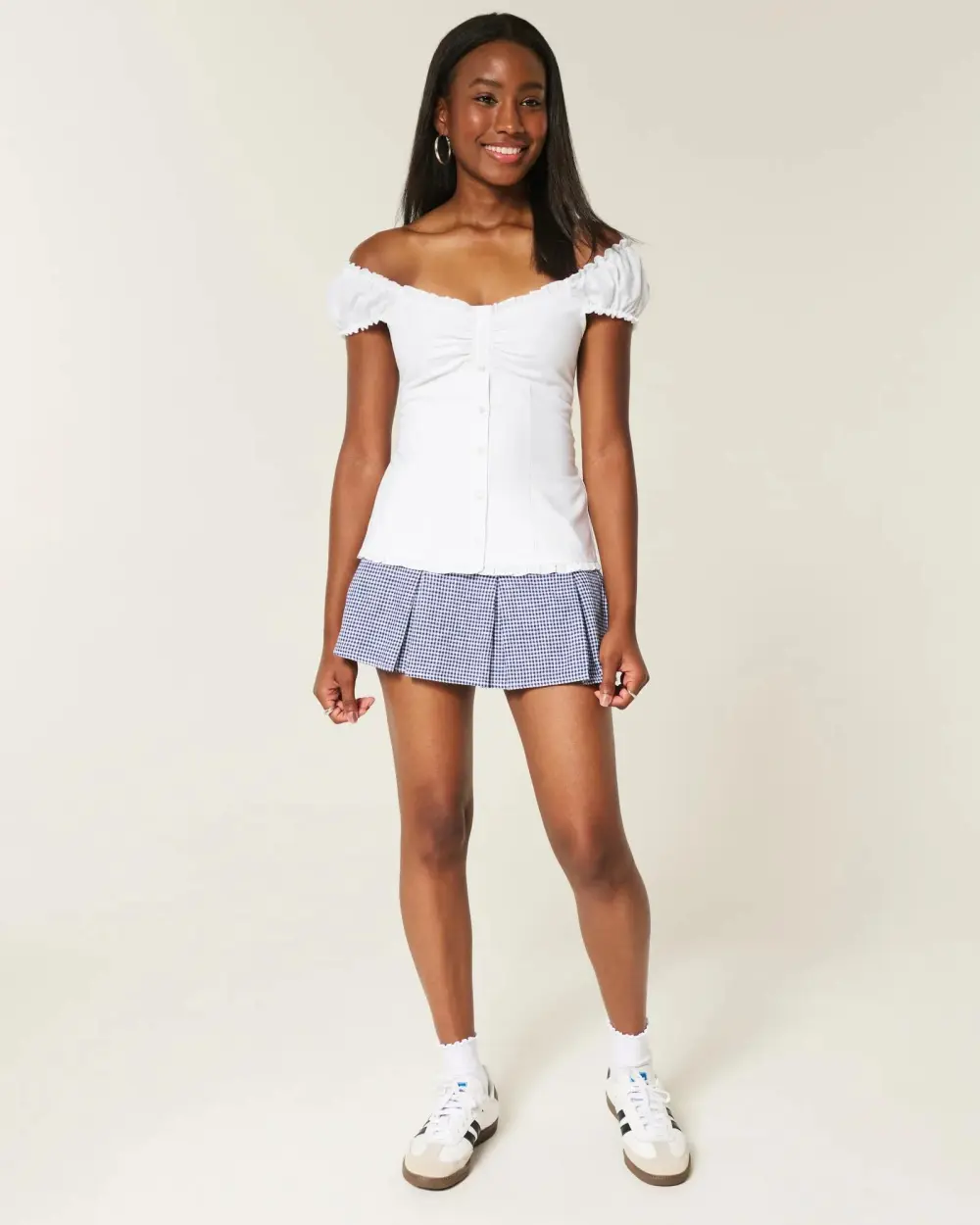 Linen-Blend Tie-Front Peplum Top