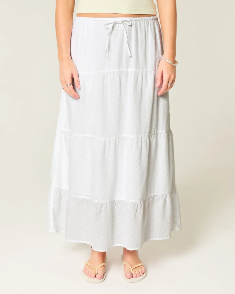 Clip Dot Tiered Maxi Skirt