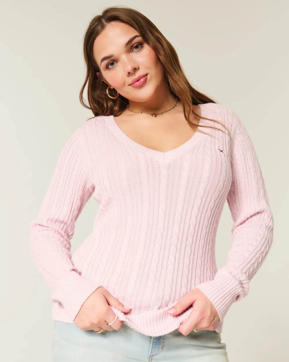 Cable-Knit Icon V-Neck Sweater