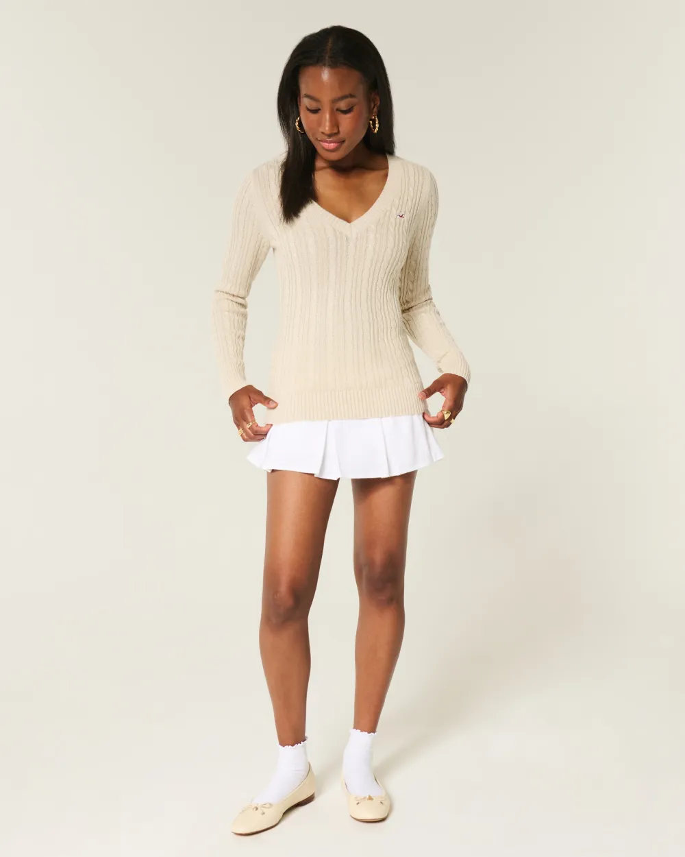 Cable-Knit Icon V-Neck Sweater