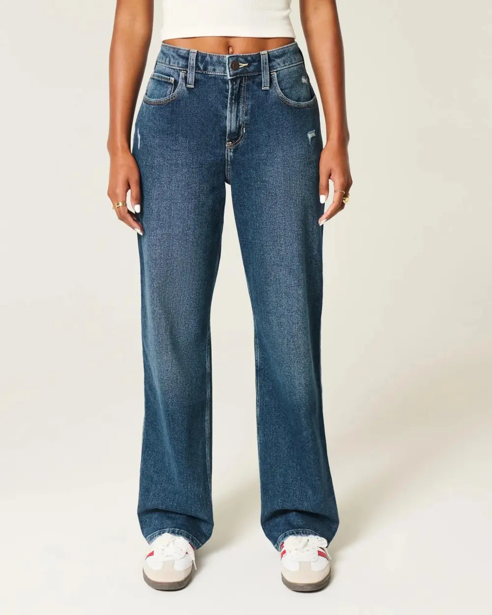 High-Rise Distressed Dad Jeans