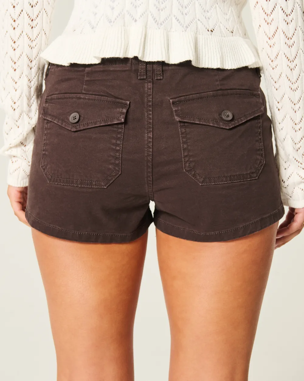 Low-Rise Twill Shortie Shorts