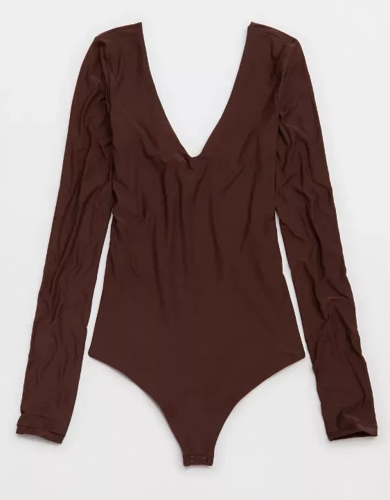 SMOOTHEZ Long Sleeve Plunge Bodysuit