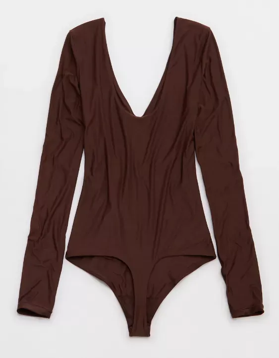 SMOOTHEZ Long Sleeve Plunge Bodysuit