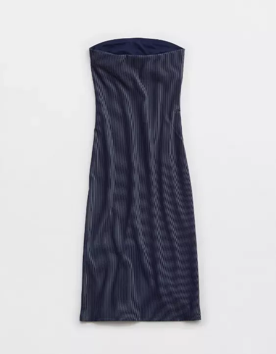 OFFLINE By Aerie Stripe Rib Night Out Midi Tube Dress