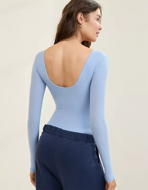 SMOOTHEZ Long Sleeve Plunge Bodysuit
