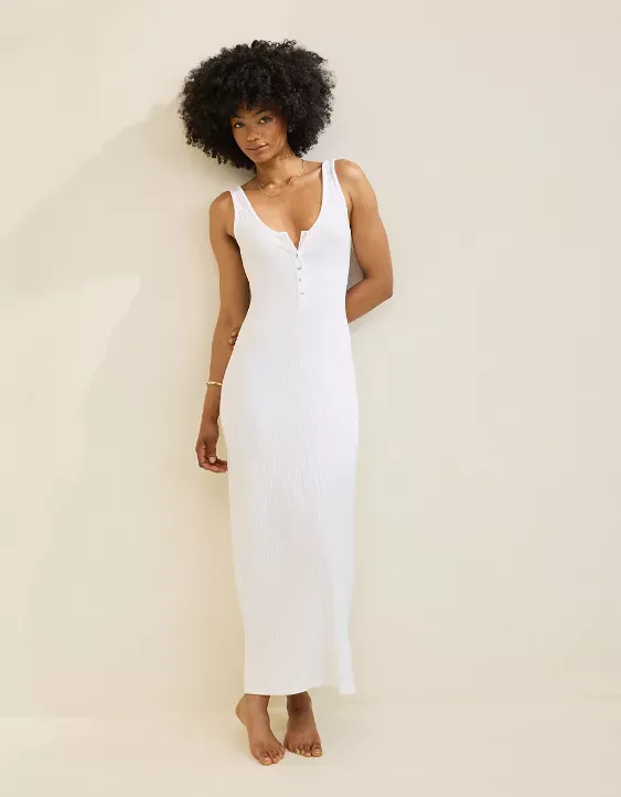 Aerie Double V Henley Bodycon Maxi Dress