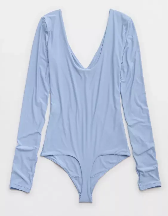 SMOOTHEZ Long Sleeve Plunge Bodysuit