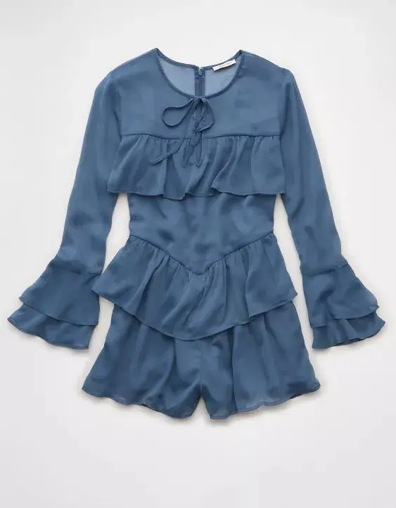 AE Long-Sleeve Ruffle Romper
