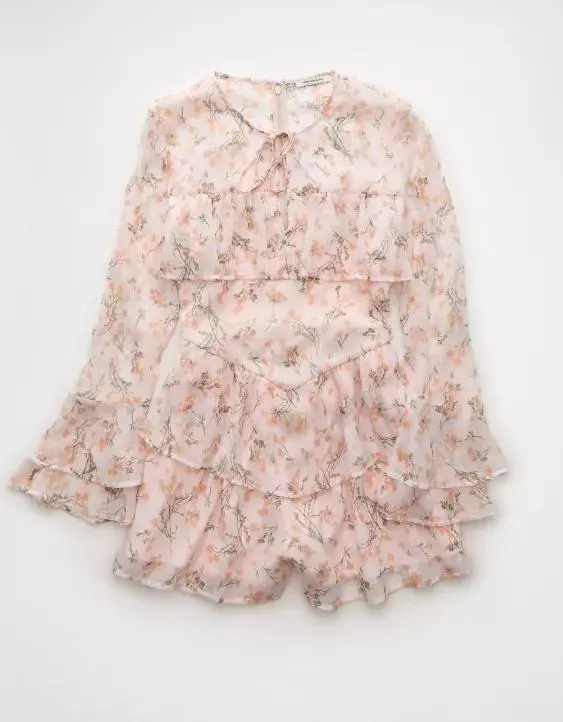 AE Long-Sleeve Ruffle Romper
