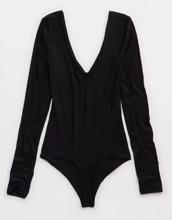 SMOOTHEZ Long Sleeve Plunge Bodysuit