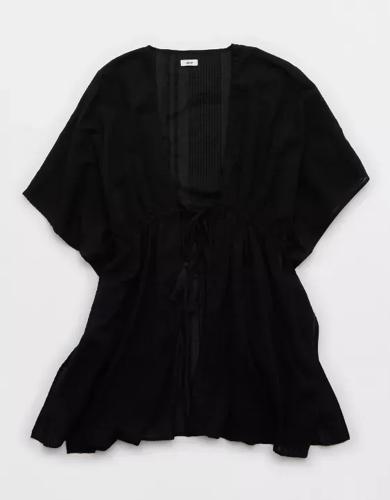 Aerie Seersucker Gauze Tie Cape