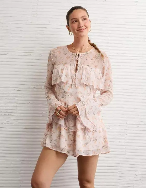 AE Long-Sleeve Ruffle Romper