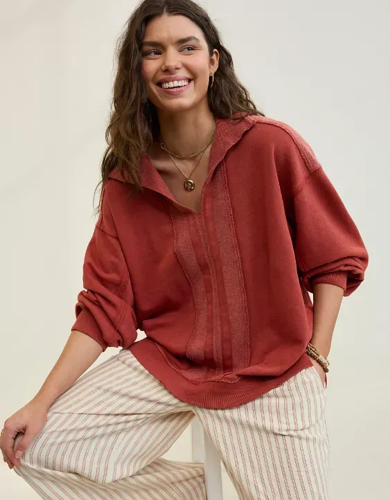 Aerie Starry Skies Open Neck Sweatshirt