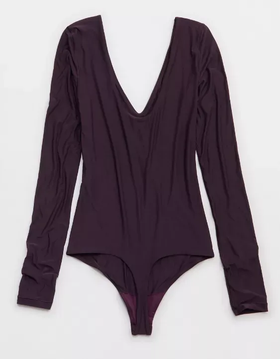 SMOOTHEZ Long Sleeve Plunge Bodysuit