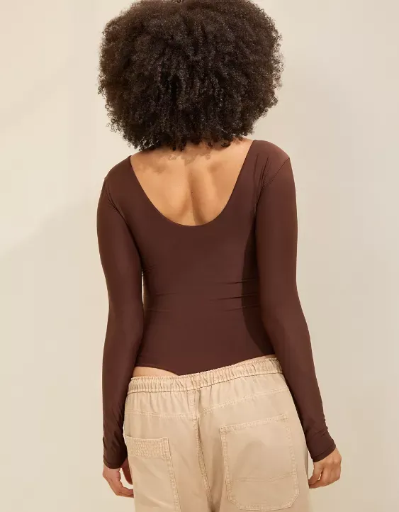 SMOOTHEZ Long Sleeve Plunge Bodysuit