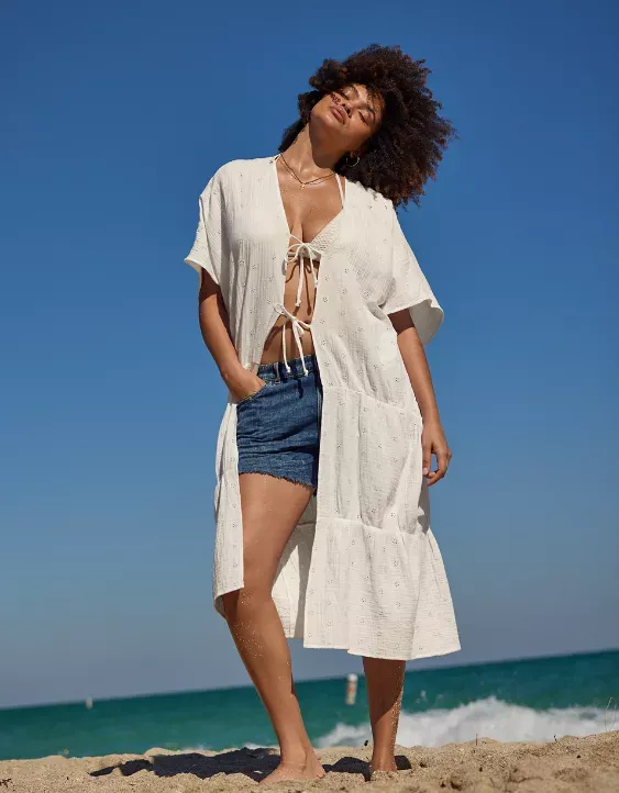 Aerie Tiered Ruffle Maxi Cape