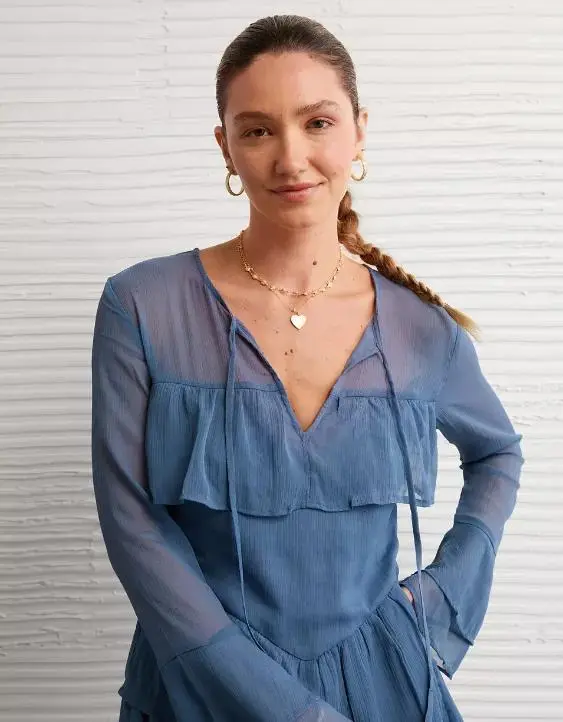 AE Long-Sleeve Ruffle Romper