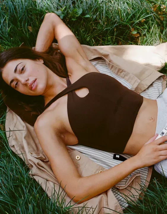 OFFLINE By Aerie Real Me XTRA Criss Cross High Neck Sports Bra