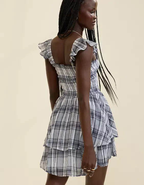 Aerie Plaid Handkerchief Mini Dress