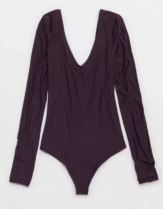 SMOOTHEZ Long Sleeve Plunge Bodysuit