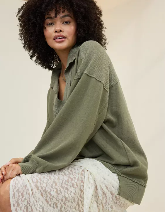 Aerie Starry Skies Open Neck Sweatshirt