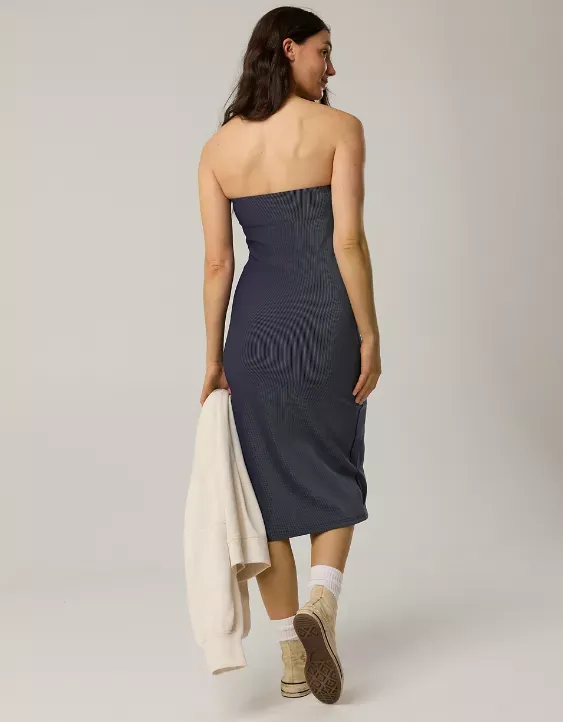 OFFLINE By Aerie Stripe Rib Night Out Midi Tube Dress