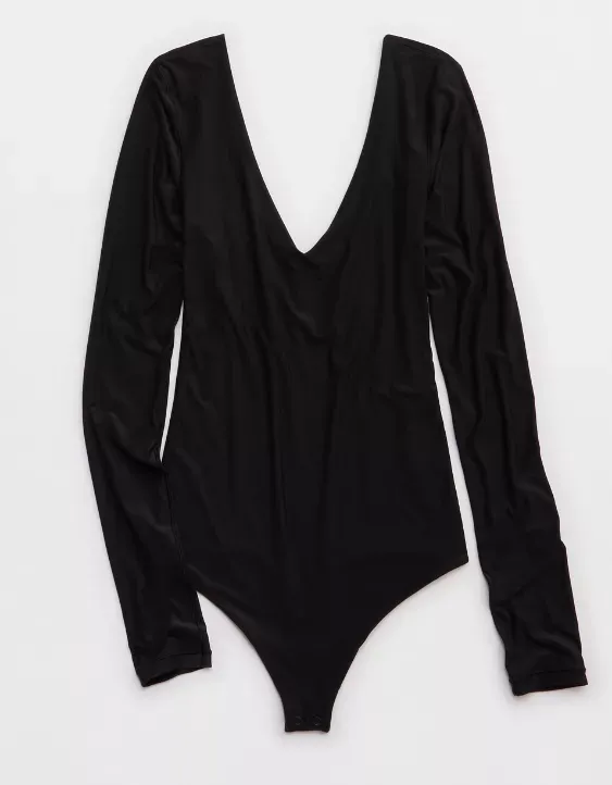 SMOOTHEZ Long Sleeve Plunge Bodysuit
