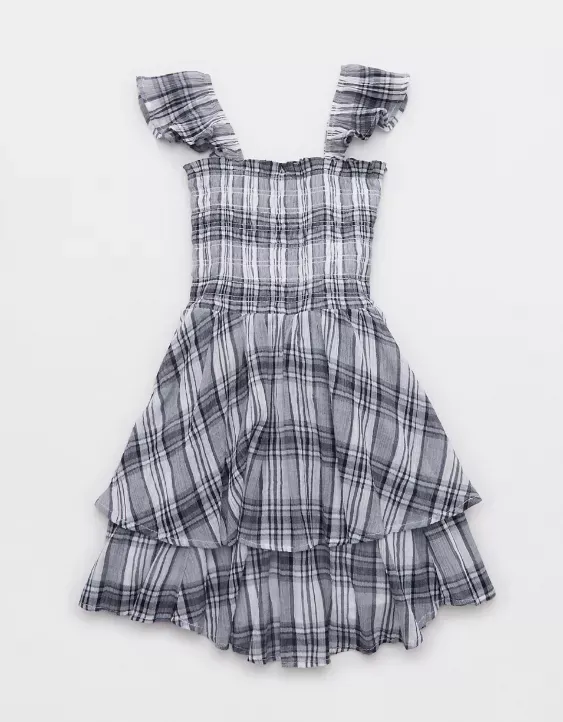 Aerie Plaid Handkerchief Mini Dress