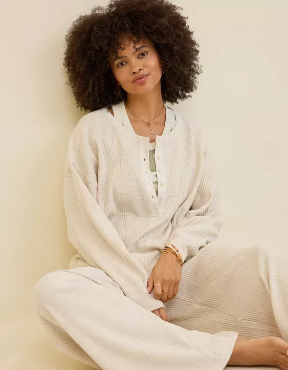 Aerie Waffle Henley Sweatshirt