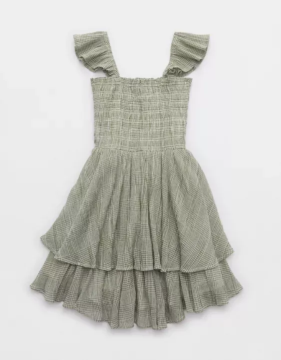 Aerie Plaid Handkerchief Mini Dress