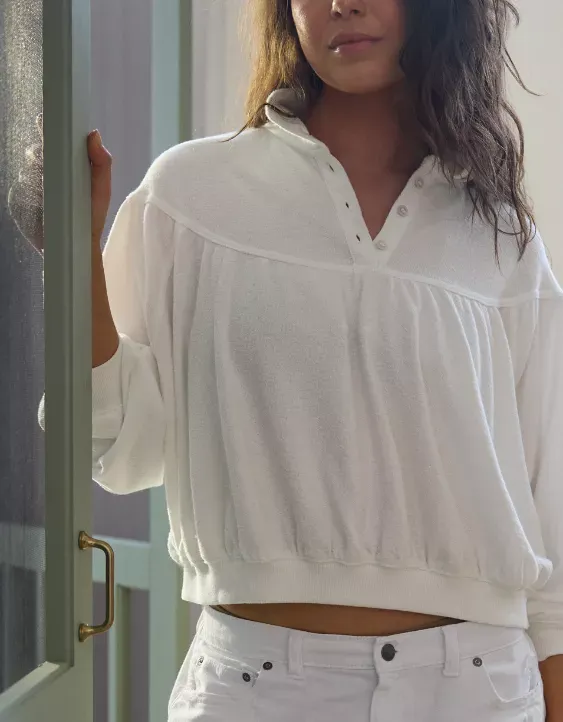 Aerie Soft Life Button Sweatshirt