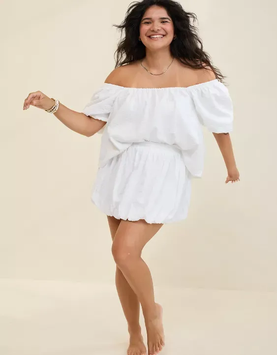 Aerie Seersucker Bubble Mini Skirt