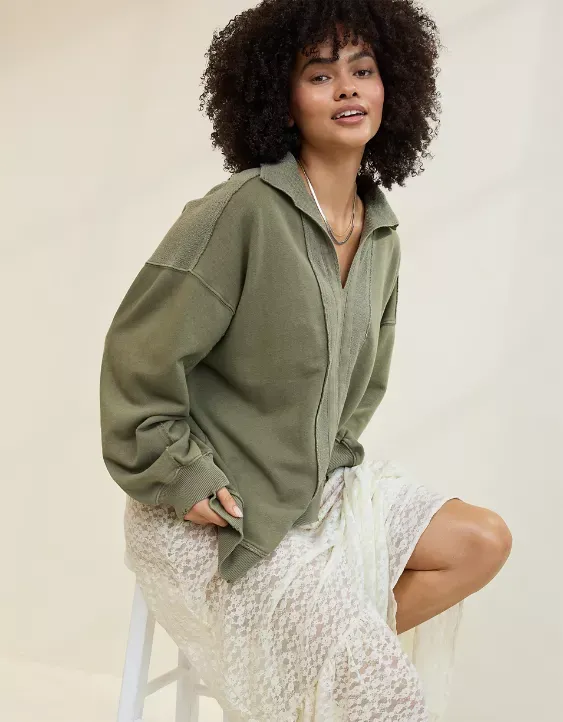 Aerie Starry Skies Open Neck Sweatshirt