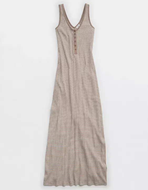 Aerie Double V Henley Bodycon Maxi Dress