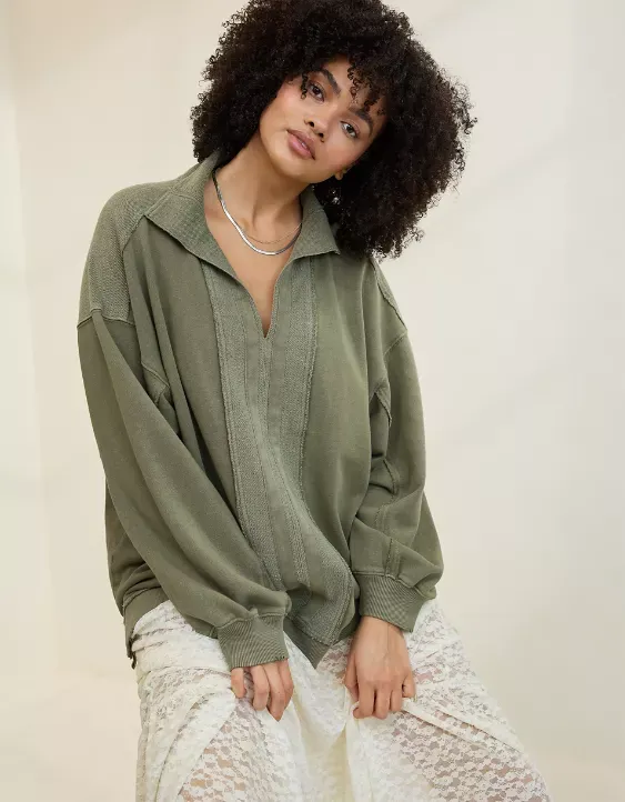 Aerie Starry Skies Open Neck Sweatshirt