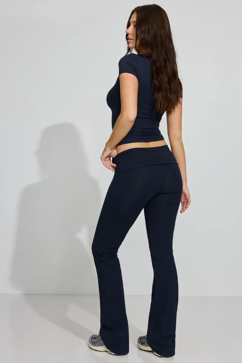 Soft Cotton Fold Over Flare Pants
