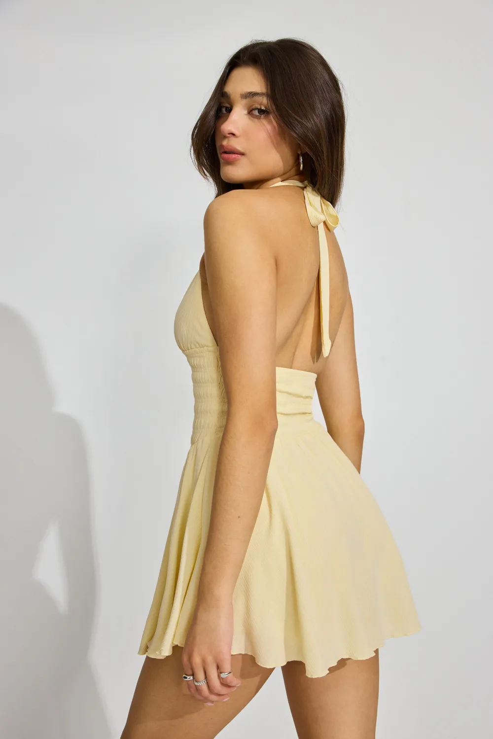 Ayla Halter Smocked Romper Dress