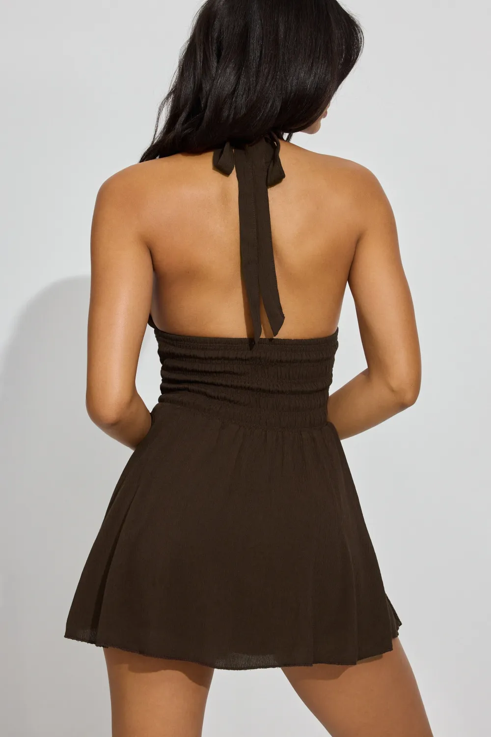 Ayla Halter Smocked Romper Dress